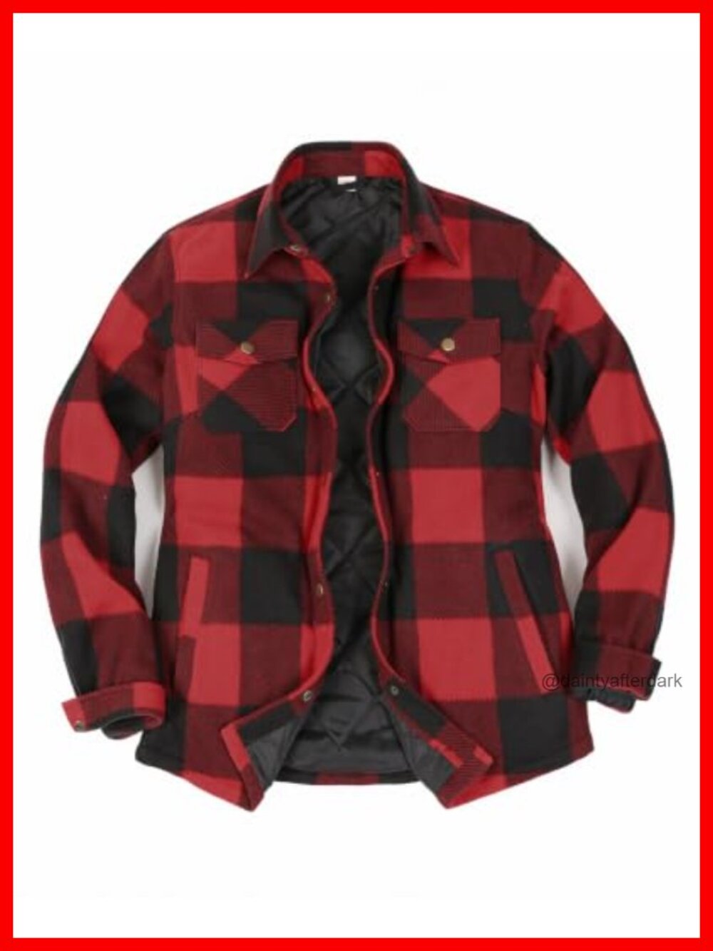 Women's Quilted Lined Plaid Snap Shacket Warm Fleece Shirt Jacket